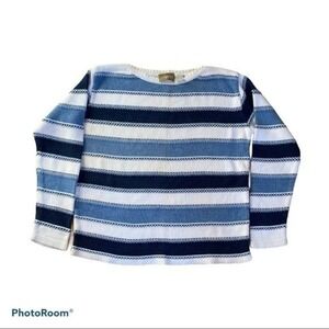 Liz Claiborne Blue And White Striped Sweat…